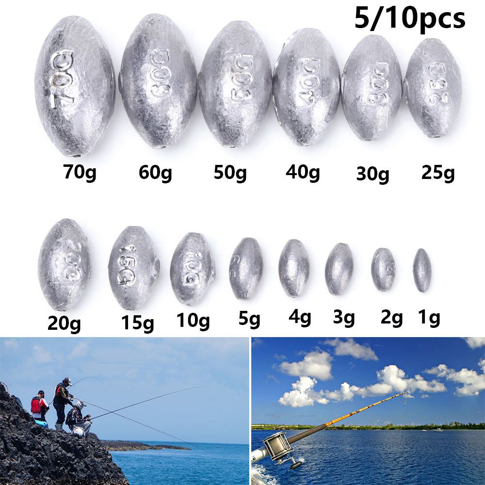 Monofilament Line - 5/10 Stück hochwertige Schnur-Sinker, Gewichte, olivförmige