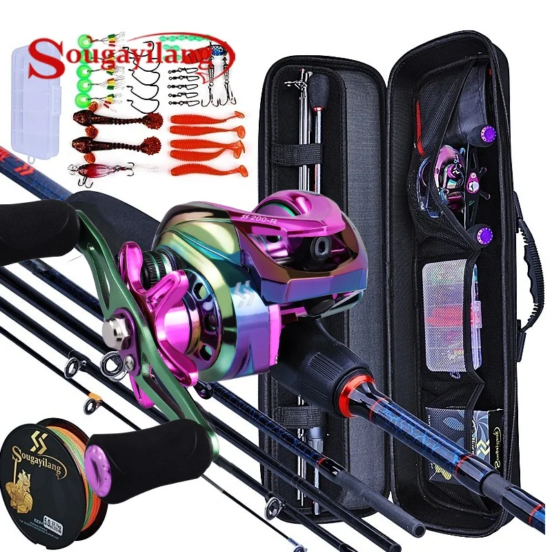 Fishing Line Spool - Sougayilang Angelruten und Rollen, 5-teiliges Carbon-Ruten-Baitcasting-Rollen-Reise-Angelruten-Set