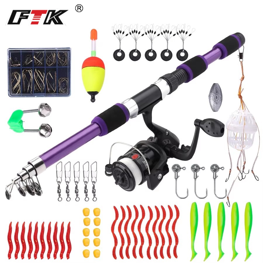 Fishing Line Spool - FTK 1,8 M Tragbare Spinning Angelrute