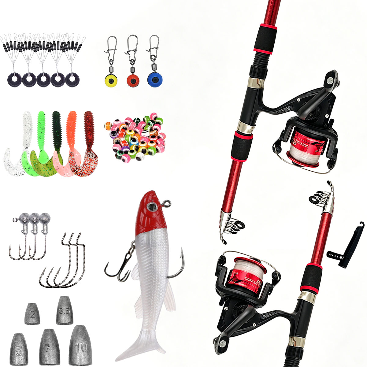 Spinnruten- und Rollen-Set, 1, – Fishing Line Spool Bewertung und Preis